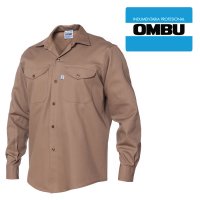 Camisa Ombu manga larga ropa de trabajo Beige en talles 38 al 46