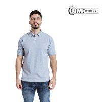 Chomba Cotar lisa gris melange manga corta cuello tejido p/hombre T 1/4