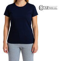 Remera Cotar p/mujer lisa azul marino manga corta cuello redondo t 1/4