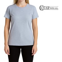 Remera Cotar p/mujer lisa gris melange manga corta cuello redondo t 1/4
